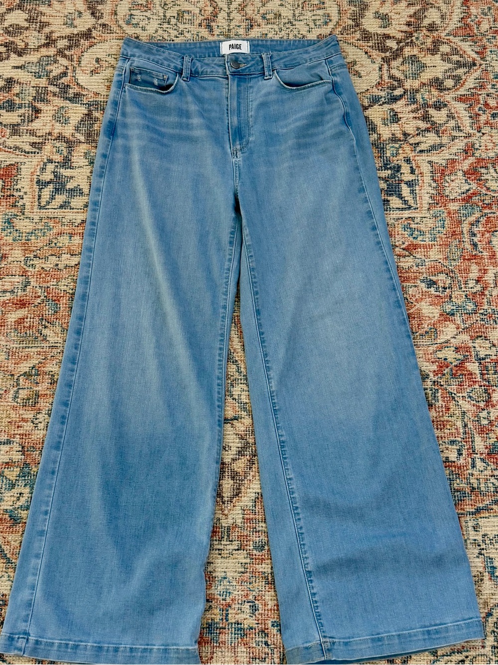 PAIGE Genesee Wide Leg Jeans 29 Ethel Light Wash High Rise Stretch Denim - Picture 2 of 14